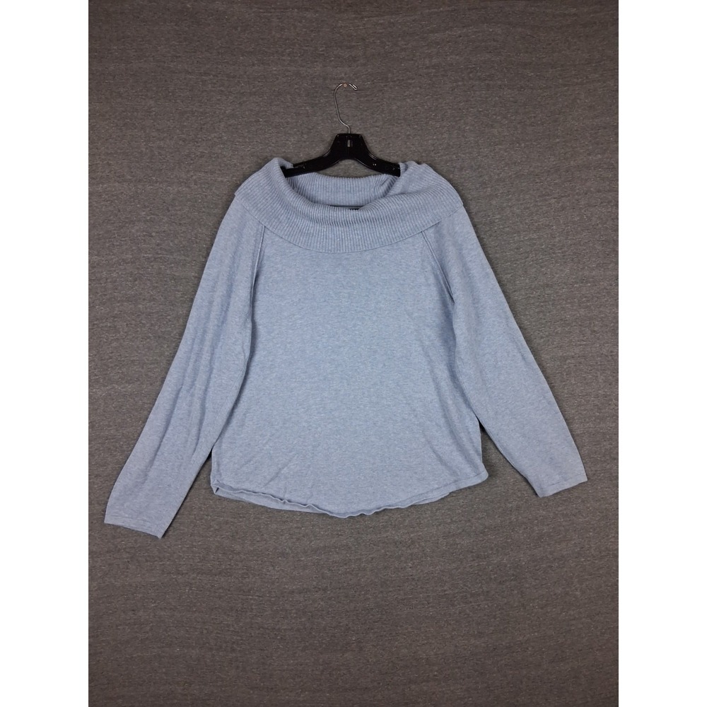 Jeanne Pierre‎ Womens Sweater XL Blue Knit Cotton Lightweight Cowl Neck Office